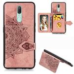 For OPPO F11 Pro    Mandala Embossed Magnetic Cloth PU + TPU + PC Case with Holder & Card Slots & Wallet & Photo Frame & Strap(Rose Gold)