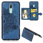 For OPPO A9X  Mandala Embossed Magnetic Cloth PU + TPU + PC Case with Holder & Card Slots & Wallet & Photo Frame & Strap(Blue)