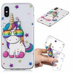 For iPhone X / XS 3D Pattern Transparent TPU Case(Eyeglasses Unicorn)