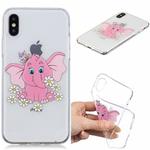 For iPhone X / XS 3D Pattern Transparent TPU Case(Pink Weevil)