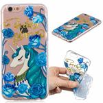 For iPhone 8 Plus / 7 Plus 3D Pattern Transparent TPU Case(Blueflower Unicorn)