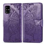 For Galaxy A51    Butterfly Love Flowers Embossing Horizontal Flip Leather Case with Holder & Card Slots & Wallet & Lanyard(Dark Purple)