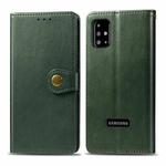 For Galaxy A51 Retro Solid Color Leather Buckle Mobile Phone Protection Leather Case with Photo Frame & Card Slot & Wallet & Bracket Function(Green)
