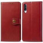 For Galaxy A70s Retro Solid Color Leather Buckle Mobile Phone Protection Leather Case with Photo Frame & Card Slot & Wallet & Bracket Function(Red)
