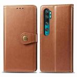 For Xiaomi CC9 Pro / Note 10 Retro Solid Color Leather Buckle Mobile Phone Protection Leather Case with Photo Frame & Card Slot & Wallet & Bracket Function(Brown)
