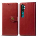 For Xiaomi CC9 Pro / Note 10 Retro Solid Color Leather Buckle Mobile Phone Protection Leather Case with Photo Frame & Card Slot & Wallet & Bracket Function(Red)