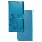 For Xiaomi CC9 Pro / Note 10 Lucky Clover Pressed Flowers Pattern Leather Case with Holder & Card Slots & Wallet & Hand Strap(Blue)