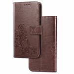 For Xiaomi CC9 Pro / Note 10 Lucky Clover Pressed Flowers Pattern Leather Case with Holder & Card Slots & Wallet & Hand Strap(Brown)