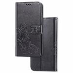 For Xiaomi Redmi Note 8T Lucky Clover Pressed Flowers Pattern Leather Case with Holder & Card Slots & Wallet & Hand Strap(Black)