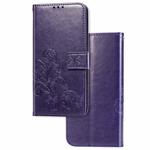 For Xiaomi Redmi Note 8T Lucky Clover Pressed Flowers Pattern Leather Case with Holder & Card Slots & Wallet & Hand Strap(Purple)