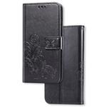 For Galaxy A70s Lucky Clover Pressed Flowers Pattern Leather Case with Holder & Card Slots & Wallet & Hand Strap(Black)
