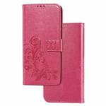 For Galaxy A51 Lucky Clover Pressed Flowers Pattern Leather Case with Holder & Card Slots & Wallet & Hand Strap(Rose)