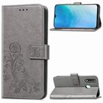 For Vivo Y19 Four-leaf Clasp Embossed Buckle Mobile Phone Protection Leather Case with Lanyard & Card Slot & Wallet & Bracket Function(Gray)