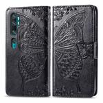 For Xiaomi Mi CC9 Pro / Note 10 / Note 10 Pro Butterfly Love Flower Embossed Horizontal Flip Leather Case with Bracket Lanyard Card Slot Wallet(Black)