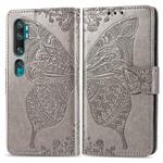 For Xiaomi Mi CC9 Pro / Note 10 / Note 10 Pro Butterfly Love Flower Embossed Horizontal Flip Leather Case with Bracket Lanyard Card Slot Wallet(Gray)