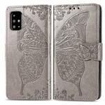 For Galaxy A51 Butterfly Love Flower Embossed Horizontal Flip Leather Case with Bracket / Card Slot / Wallet / Lanyard(Gray)
