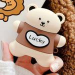 For Apple AirPods 1/2 Gen Universal Lucky Bear Bluetooth Headphone Protective Case(Creamy White)