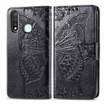 For Vivo Y19 Butterfly Love Flower Embossed Horizontal Flip Leather Case with Bracket / Card Slot / Wallet / Lanyard(Black)