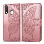 For Vivo Y19 Butterfly Love Flower Embossed Horizontal Flip Leather Case with Bracket / Card Slot / Wallet / Lanyard(Rose Gold)