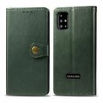 For Galaxy A51 Retro Solid Color Leather Buckle Phone Case with Lanyard & Photo Frame & Card Slot & Wallet & Stand Function(Green)