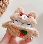For Apple AirPods Pro Plush Bow Embroidered Small Bear TPU Soft Bluetooth Headphone Protective Case