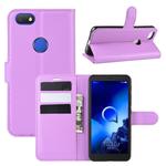 For Alcatel 1v (2019) （Fingerprint Version）Litchi Texture Horizontal Flip Protective Case with Holder & Card Slots & Wallet(Purple)