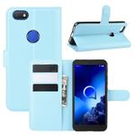 For Alcatel 1v (2019) （Fingerprint Version）Litchi Texture Horizontal Flip Protective Case with Holder & Card Slots & Wallet(Blue)