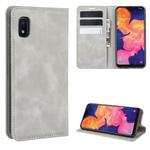For Galaxy A10 Retro-skin Business Magnetic Suction Leather Case with Holder & Card Slots & Wallet(Grey)