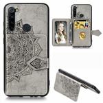 For Xiaomi Redmi Note 8T Mandala Embossed Magnetic Cloth PU + TPU + PC Case with Holder & Card Slots & Wallet & Photo Frame & Strap(Gray)