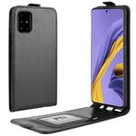 For Galaxy A51 (4G)  R64 Texture Single Vertical Flip Leather Protective Case with Card Slots & Photo Frame(Black)