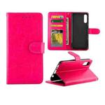 For  Galaxy A30s/A50 Crazy Horse Texture Leather Horizontal Flip Protective Case with Holder & Card Slots & Wallet & Photo Frame(Magenta)