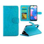 For  Galaxy A30s/A50 Crazy Horse Texture Leather Horizontal Flip Protective Case with Holder & Card Slots & Wallet & Photo Frame(Baby Blue)