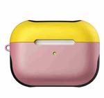 For Apple AirPods Pro Glossy PC Bluetooth Headphone Protective Case(Yellow+Pink)