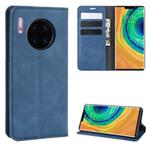 For Huawei Mate 30 Pro Retro-skin Business Magnetic Suction Leather Case with Holder & Card Slots & Wallet(Dark Blue)