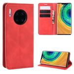 For Huawei Mate 30 Pro Retro-skin Business Magnetic Suction Leather Case with Holder & Card Slots & Wallet(Red)