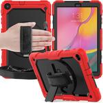 For Galaxy Tab A10.1 2019 / T510 Shockproof Colorful Silica Gel + PC Protective Case, with Holder & Shoulder Strap(Red)
