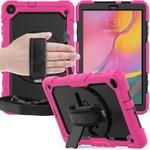 For Galaxy Tab A10.1 2019 / T510 Shockproof Colorful Silica Gel + PC Protective Case, with Holder & Shoulder Strap(Hot Pink)