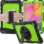 For Galaxy Tab A10.1 2019 / T510 Shockproof Colorful Silica Gel + PC Protective Case, with Holder & Shoulder Strap(Black+Green)