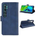 For Xiaomi Mi Note 10 Double Buckle Crazy Horse Business Mobile Phone Holster with Card Wallet Bracket Function(Blue)