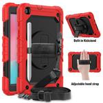 For Galaxy Tab A8.0 2019 / T290 Shockproof Colorful Silica Gel + PC Protective Case, with Holder & Shoulder Strap & Hand Strap(Red)