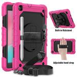 For Galaxy Tab A8.0 2019 / T290 Shockproof Colorful Silica Gel + PC Protective Case, with Holder & Shoulder Strap & Hand Strap(Hot Pink)