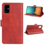 For Galaxy A71 Double Buckle Crazy Horse Business Mobile Phone Holster with Card Wallet Bracket Function(Red)