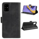 For Galaxy A51 Double Buckle Crazy Horse Business Mobile Phone Holster with Card Wallet Bracket Function(Black)