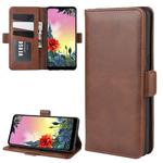 For LG K50S Dual-side Magnetic Buckle Horizontal Flip Leather Case with Holder & Card Slots & Wallet(Brown)