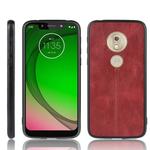 For Motorola Moto G7 Power Shockproof Sewing Cow Pattern Skin PC + PU + TPU Case(Red)