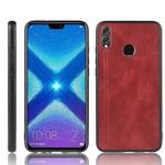 For Huawei Honor 8X Shockproof Sewing Cow Pattern Skin PC + PU + TPU Case(Red)