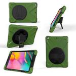 For Galaxy Tab A 10.1 （2019） T510/T515  360 Degree Rotation PC + Silicone Protective Case with Holder & Hand-strap(Army Green)