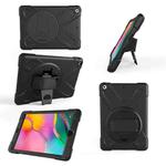 For Galaxy Tab A 10.1 （2019） T510/T515  360 Degree Rotation PC + Silicone Protective Case with Holder & Hand-strap(Black)