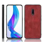 For Oppo Realme X Shockproof Sewing Cow Pattern Skin PC + PU + TPU Case(Red)
