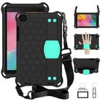 For  Galaxy Tab A8.0 T290 / T295（2019） Honeycomb Design EVA + PC Four Corner Anti Falling Flat Protective Shell With Straps(Black + Mint)